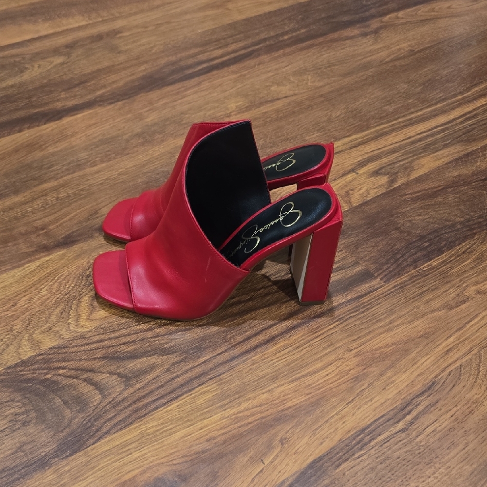 Jessica Simpson Red Open-Toe Mules